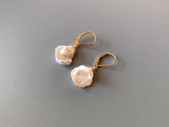 Keshi Pearl Leverback Earrings – Large Baroque Freshwater Pearl Jewelry Gift