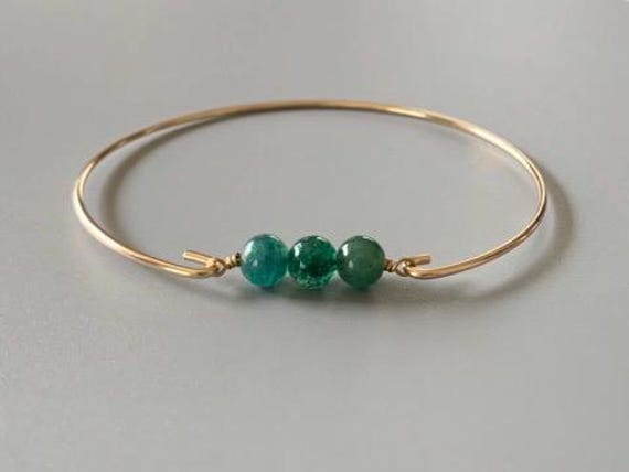 Emerald Birthstone Bangle Bracelet – May Gemstone Jewelry in 14k Gold Filled or Sterling Silver