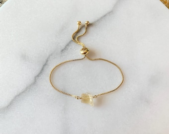 Citrine Beaded Bracelet – Natural Gemstone Adjustable Jewelry – November Birthstone Gift