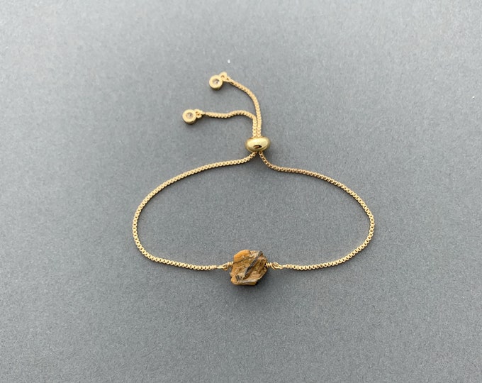 RAW TIGEREYE Bracelet, Adjustable Bracelet, Crystal, Gold, Silver, or Rose Gold Adjustable Bracelet