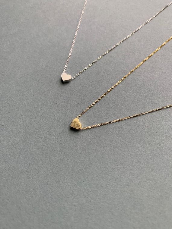 Tiny Heart Necklace – Dainty Heart Pendant in Sterling Silver or Gold Filled – Everyday Gift