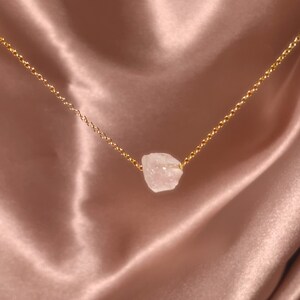 RAW ROSE QUARTZ Necklace in 14k Solid Gold