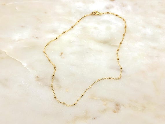 Beaded Cable Chain Necklace – 14k Gold Filled or Sterling Silver Minimalist Layering Chain
