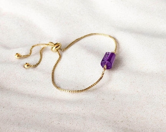 Amethyst Bracelet – Beaded Gemstone Jewelry – February Birthstone Gift