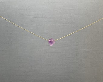 AMETHYST POINT BEADING Chain Necklace, Raw Crystal Necklace, Raw Amethyst Necklace, February Birthstone Necklace, February Birthday