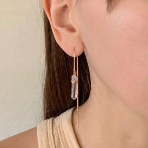 Raw Quartz Point Threader Earrings