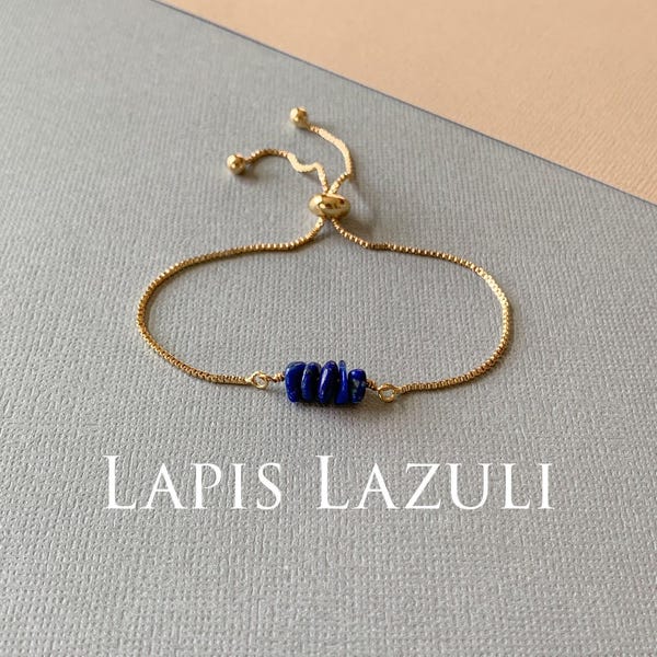 Bransoletka z lapis lazuli, oryginalna bransoletka z niebieskim kamieniem szlachetnym, naturalne koraliki z lapis lazuli z drobinkami pirytu, regulowana biżuteria