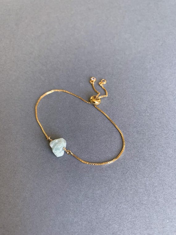 Amazonite Beaded Bracelet – Raw Gemstone Adjustable Handmade Jewelry Gift