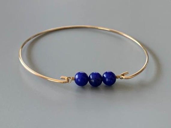 Sapphire Birthstone Bangle Bracelet – September Gemstone Jewelry in 14k Gold Filled or Sterling Silver