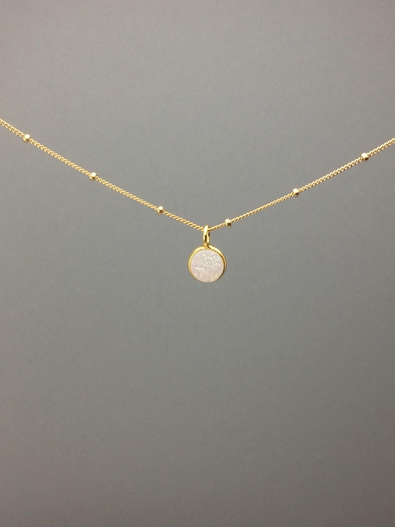 Druzy Agate Choker – Sparkle Crystal Necklace in 14k Gold Filled or Sterling Silver
