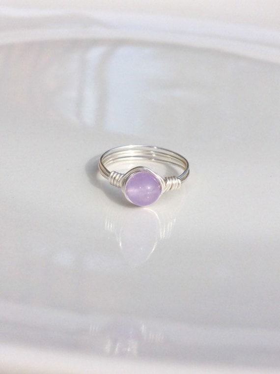 Purple Chalcedony Ring – Wire Wrapped Gemstone Ring in 14k Gold Filled or Sterling Silver