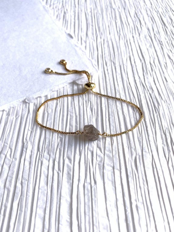 Smoky Quartz Bracelet – Raw Gemstone Adjustable Handmade Jewelry for Her