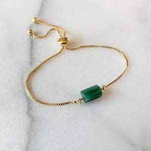 Pulsera de esmeralda: joyería con piedras preciosas auténticas, regalo de piedra natal de mayo