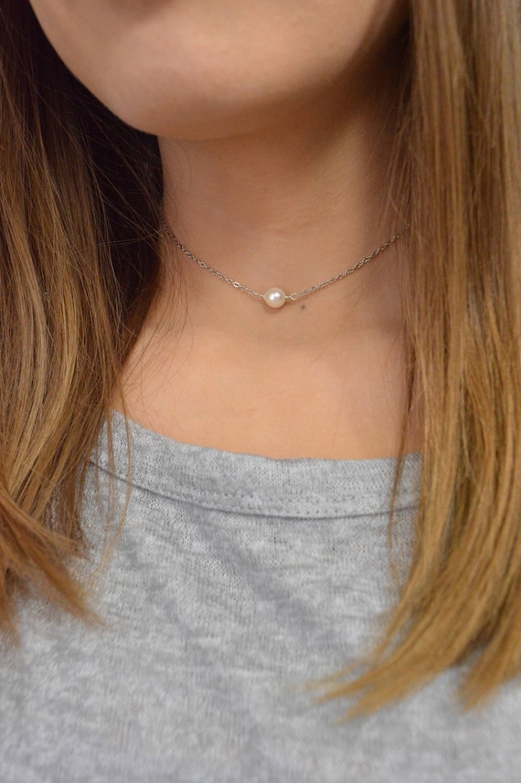 June Birthstone Pearl Necklace – Freshwater Pearl Choker in 14k Gold Filled or Sterling Silver – Birthday Jewelry Gift