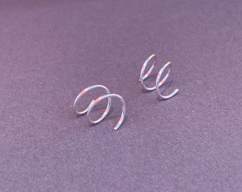 DOUBLE /// Spiral Earrings, Triple Piercing Earrings, Rose Gold Earrings, Gold Filled Earrings, Spiral Hoop Earrings, Spiral Hoops, Minimali