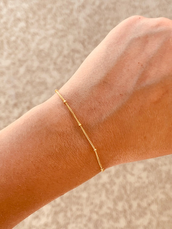 Satellite Chain Bracelet – Dainty Minimalist Gold Filled or Sterling Silver Layering Bracelet