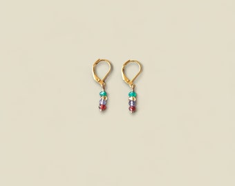 Multi Gemstone Lever-Back Earrings in 14k Gold Filled or Sterling Silver