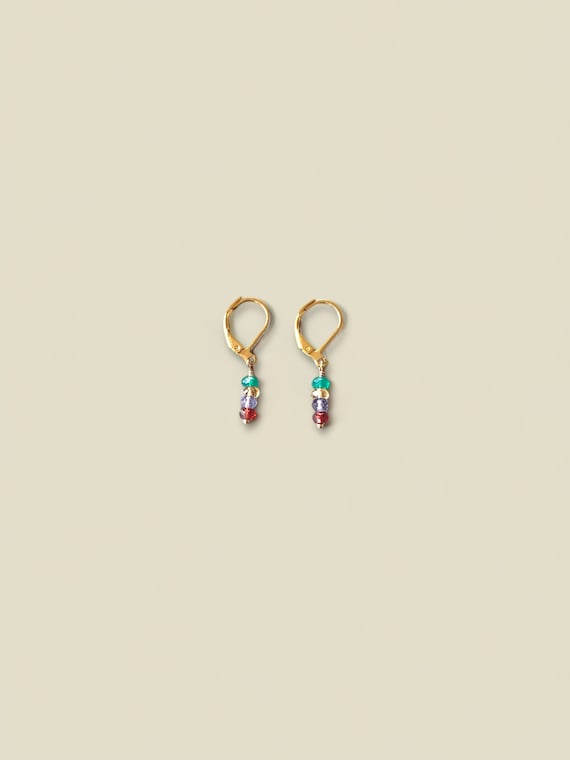 Multicolor Gemstone Leverback Earrings – 14k Gold Filled or Sterling Silver Dangles