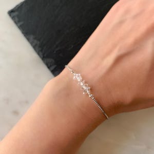 Herkimer Diamond Bracelet – Genuine Quartz Beaded Adjustable Gemstone Jewelry in Gold or Silver