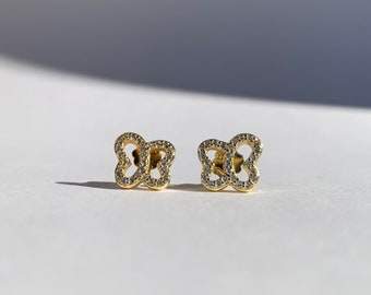 CZ Butterfly Earrings, Gold or Rhodium Plated Sterling Silver, Butterfly Wing Earrings, Butterfly wings, Butterflies