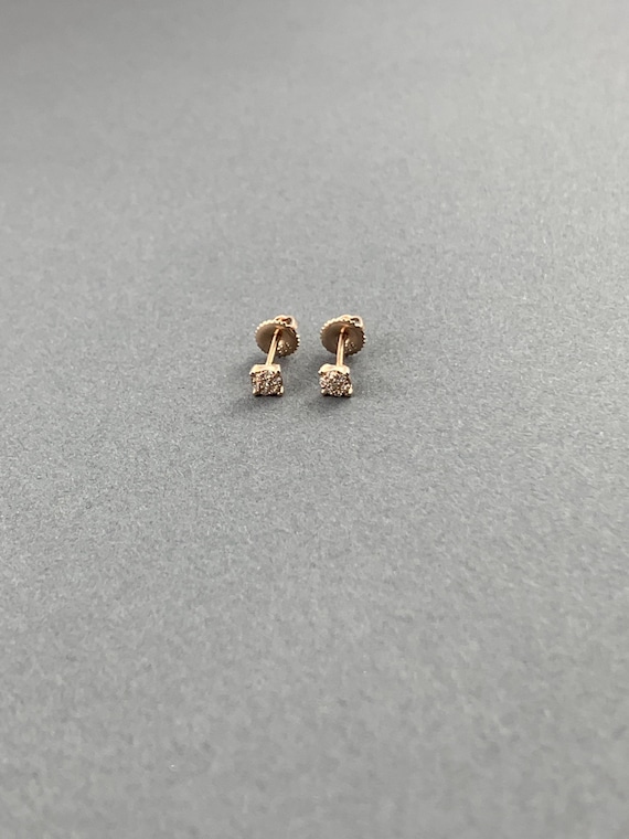 4mm Micro Pave CZ Stud Earrings – Round Screw Back in Solid .925 Sterling Silver