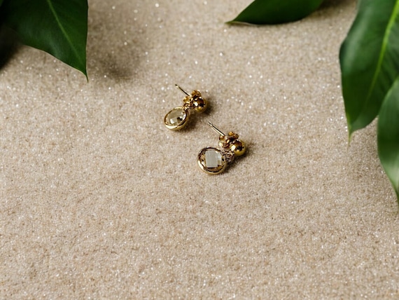 Cubic Zirconia Dangle Stud Earrings – Sparkling Gemstone Post Earrings – 14k Gold Filled or Sterling Silver Everyday Classic Jewelry