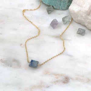 KYANITE Necklace, Blue Kyanite, Kyanite Gemstone Necklace, Kyanite Jewelry, Adjustable Length Necklace in Gold, Silver, or Rose Gold