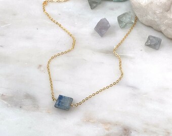 KYANITE Necklace, Blue Kyanite, Kyanite Gemstone Necklace, Kyanite Jewelry, Adjustable Length Necklace in Gold, Silver, or Rose Gold