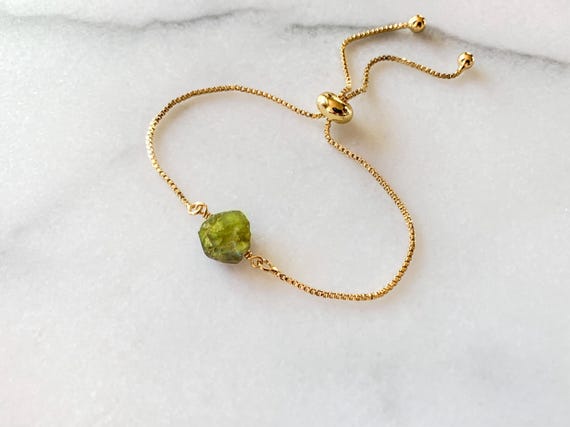 Raw Peridot Bracelet – Genuine Beaded Gemstone Jewelry – August Birthstone Gift