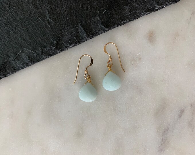 AMAZONITE Stone Dangle Earrings in 14k Gold Filled, Natural Gemstones, Dangle Gemstone Earrings