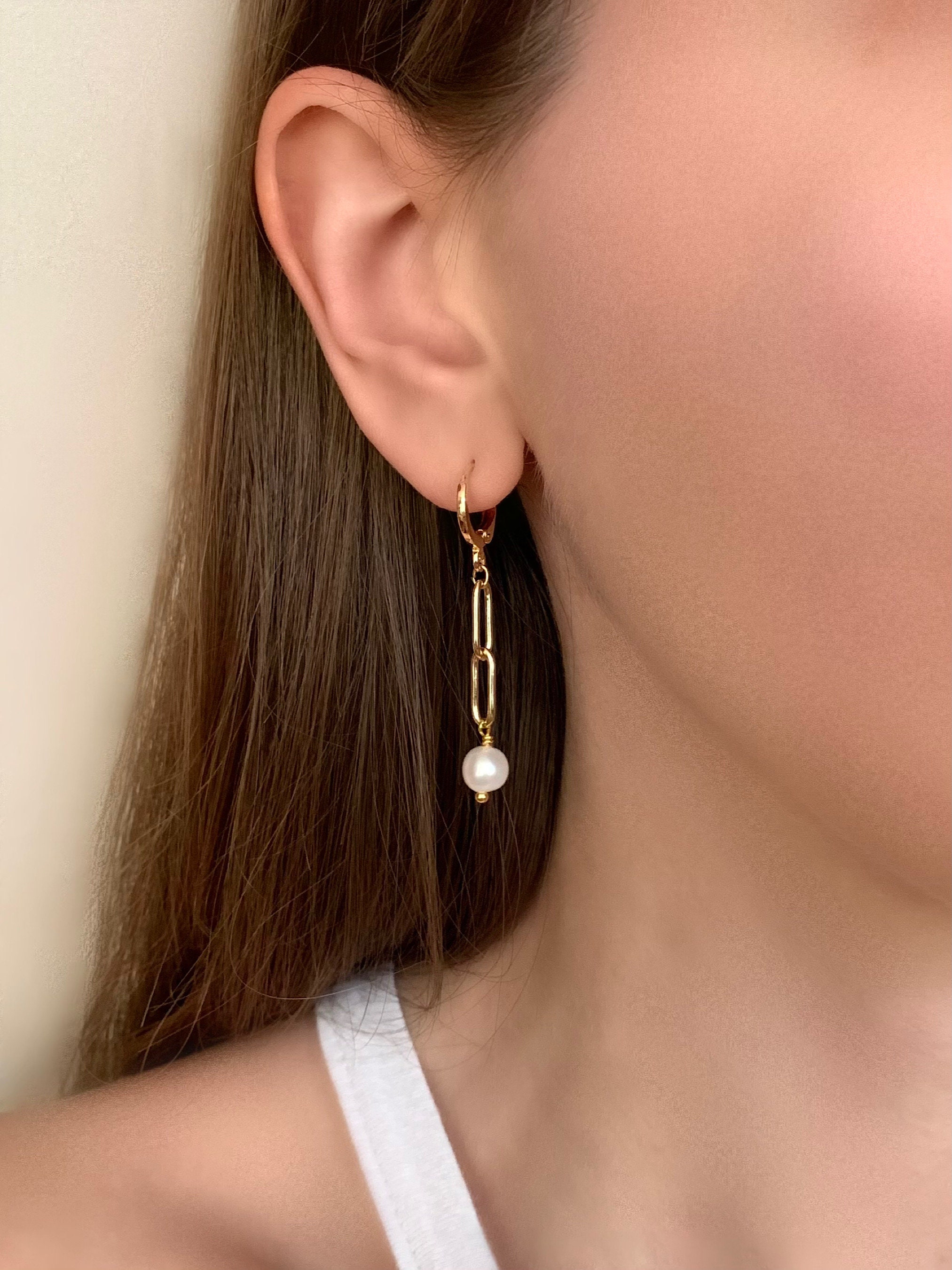 Paperclip sale chain earrings