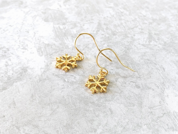 Snowflake Charm Earrings – Sterling Silver or Gold Vermeil Winter Jewelry Gift