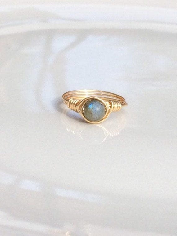 Labradorite Ring – Wire Wrapped Gemstone Ring in 14k Gold Filled or Sterling Silver – Custom Handmade Jewelry