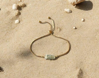 Prehnite Beaded Bracelet – Genuine Gemstone Adjustable Handmade Green Jewelry Gift
