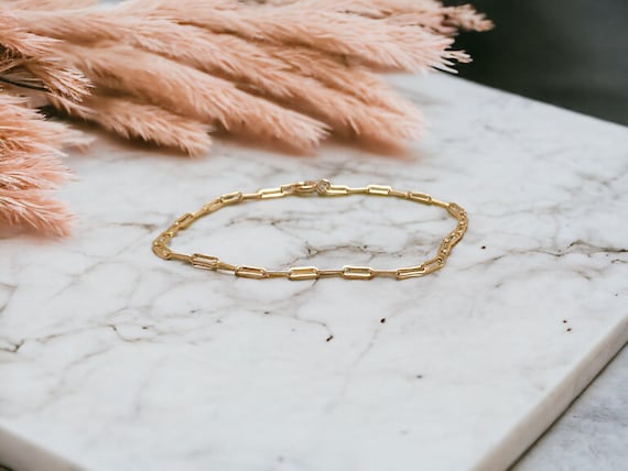 Paperclip Chain Bracelet – Long Link Chain in 14k Gold Filled or Sterling Silver – Minimalist Jewelry