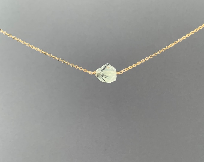 RAW PREHNITE Necklace, Raw Crystal Necklace, Light Green Prehnite Necklace, Raw Prehnite Crystal Necklace