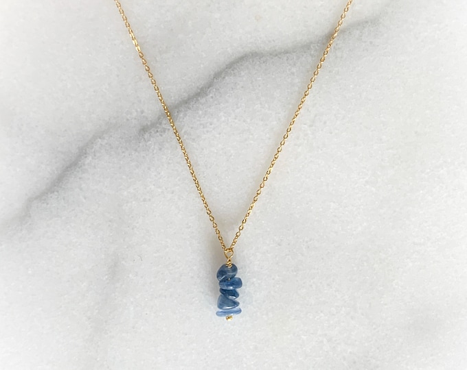 KYANITE Vertical Chip Bead Bar Raw Crystal Gemstone Necklace