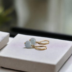 Aquamarine Drop Earrings – March Birthstone Natural Blue Gemstone Jewelry Gift
