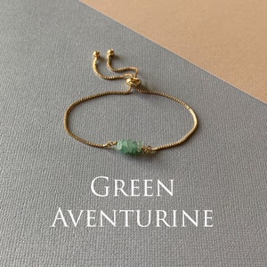 Gemstone Bead Bracelet, GREEN AVENTURINE Genuine Gemstone Adjustable Bracelet