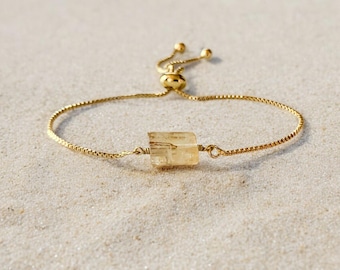 Citrine Crystal Bead Bracelet – November Birthstone Jewelry – Genuine Adjustable Gemstone Bracelet Gift