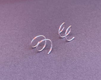 DOUBLE // Spiral Ohrringe – Doppel Piercing, Gold Filled Creolen – Minimalistischer Schmuck