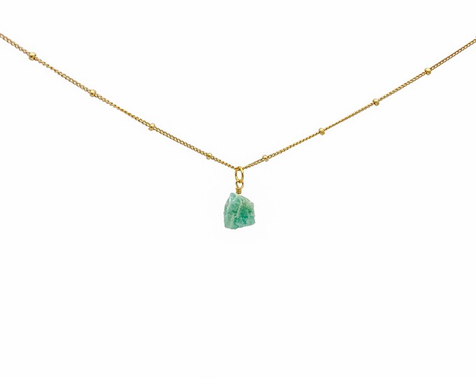 RAW AMAZONITE Crystal Choker Necklace, Raw Crystal Gemstone Pendant Necklace in 14k Gold Filled or Sterling Silver