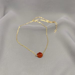 Raw Carnelian Agate Necklace – Rough Orange Crystal Pendant in 14k Gold Filled or Sterling Silver