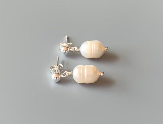 Potato Pearl Stud Earrings – 14k Gold Filled or Sterling Silver Freshwater Pearl Jewelry