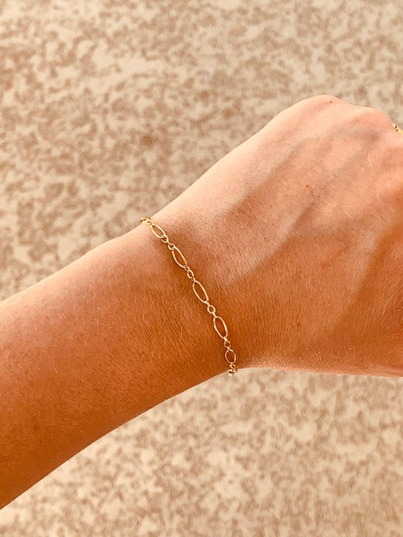 Long Short Link Chain Bracelet – Minimalist Gold Filled or Sterling Silver Jewelry