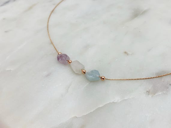 Mixed Crystal Necklace – Raw Gemstone Pendant – Natural Stone Jewelry Gift