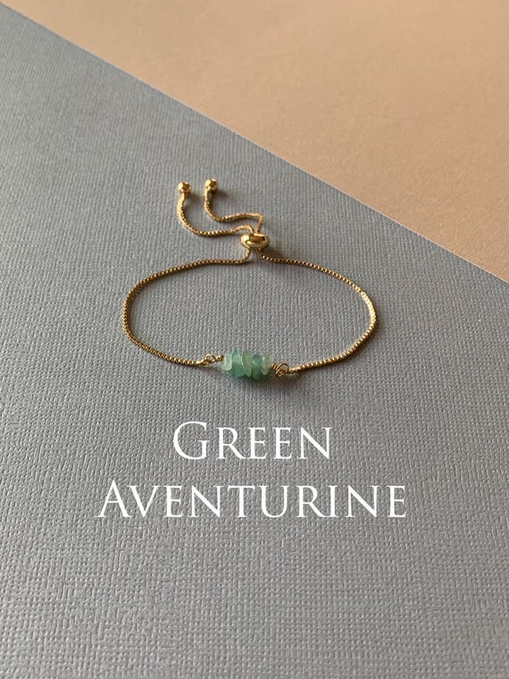 Green Aventurine Beaded Bracelet – Genuine Gemstone Adjustable Handmade Crystal Jewelry