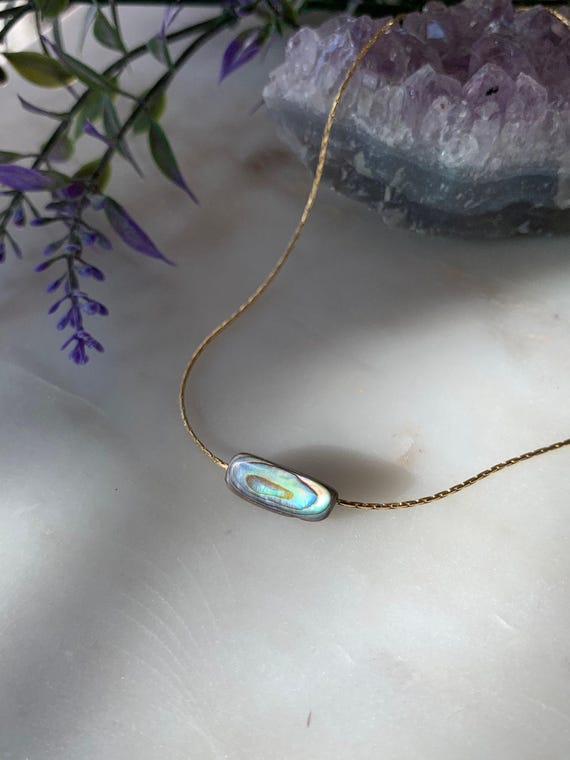 Abalone Shell Beaded Necklace – Colorful Seashell Pendant on Gold Filled or Sterling Silver Chain