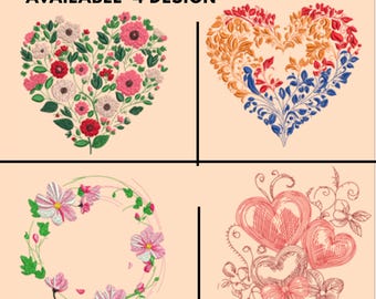 Floral Heart Embroidery Design: Romantic Wreath, Machine Embroidery File (Digital Download)