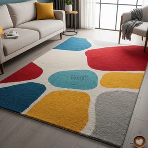 Multicolor Tufted Wool Rug, Modern Abstract Custom Area Rugs